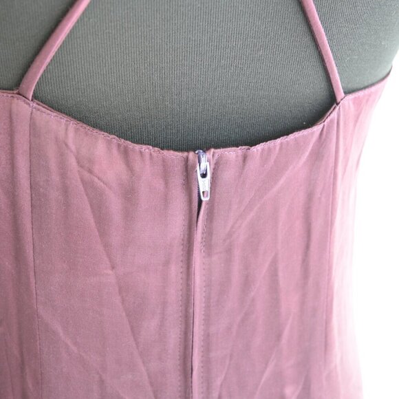 Vintage 90s Y2K Vittoria Virini Plum Halter Bias Satin Slip Maxi Dress Gown Sz S - Picture 7 of 9